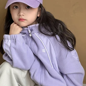 Kızların polar kazak ceket 2023 yeni spor Kore sonbahar / kış yabancı stil hoodie ceket