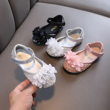 Zarif Prenses Ayakkabı Kızlar için Tatlı Moda çocuk deri ayakkabı Sığ Parti Düğün Çocuk Bale Daireler tek ayakkabı