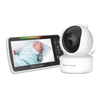PAN-TİLT İki yönlü Ses Gece Görüş Sıcaklık Algılama 480P Kapalı Güvenlik bebek izleme monitörü Kamera Ve Ses ile