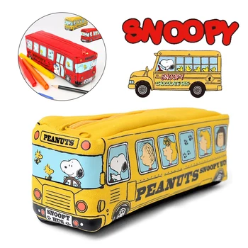 Snoopy Kalem Kutusu Karikatür Otobüs Tuval Kırtasiye kutusu saklama çantası Büyük Kapasiteli Kalem Kutusu Kalem Çantası Okul Kırtasiye Malzemeleri