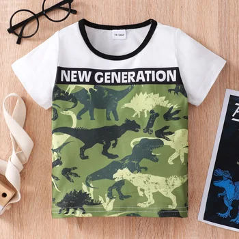 Yeni Çocuk Giysileri Erkek 1 İla 6 Yıl Karikatür Hayvan Dinozor Kısa Kollu Erkek T-Shirt Çocuk Giyim Yaz Erkek Giysileri Üstleri