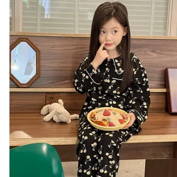 Pijama Seti Kız Gecelik Giyim Yeni çocuk pijamaları Bahar Sonbahar Moda Güzel Armut Tatlı Kore Versiyonu Moda Tüm Maç