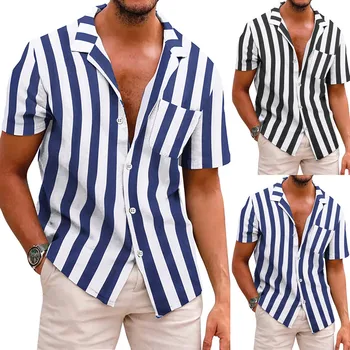 Erkek Moda Etnik Kısa Kollu Rahat Baskı havai gömleği Bluz kısa kollu t-shirt T Shirt Erkekler İçin Y2k Üstleri Erkekler