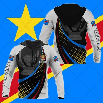 Özelleştirmek Kongo Amblemi Grafik Spor Stil Hoodies Gömlek Gevşek Unisex Tişörtü Casual Boy Üstleri Kazak Streetwear