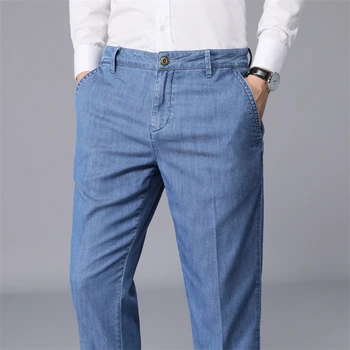 Yüksek Kaliteli erkek Takım Elbise Kot 2022 İlkbahar Sonbahar Yeni İş Rahat Düzenli Fit Denim Pantolon Erkek Klasik Marka pamuklu pantolonlar