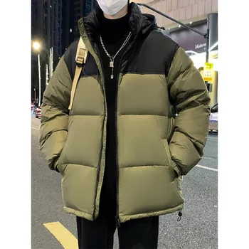 2023 Erkek Yeni Kış Kalın Sıcak Aşağı Ceket Kore Moda 90 % Beyaz Ördek Aşağı Yastıklı Kapşonlu Rüzgarlık Termal Kirpi Ceket