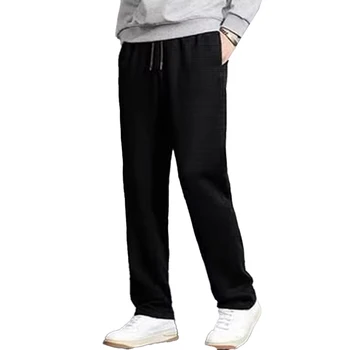 Şık erkek Gevşek Düz Pantolon rahat pantolon Sonbahar Orta Bel İpli Spor Sweatpants Pantolon Dış Giyim Erkek Giysileri