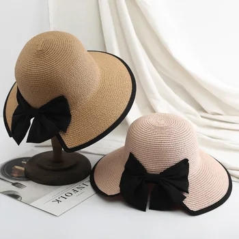 Kadın güneş şapkaları Yeni yaz nefes güneş koruyucu şapkalar vizör kapağı tatil plaj seyahat kadın ilmek şerit Hasır şapka