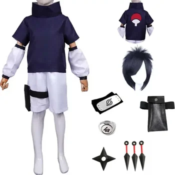 Uchiha Sasuke Cadılar Bayramı Anime Cosplay Kostüm Çocuklar İçin Çocuk Üst Pantolon Kıyafetler Cadılar Bayramı Karnaval Elbise