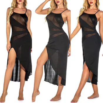 Seksi İç Çamaşırı Yaz Şeffaf Gecelik Artı Boyutu S-6XL Kadınlar Katı uzun elbise Kıyafeti Kadın İç Çamaşırı Samimi ürünler